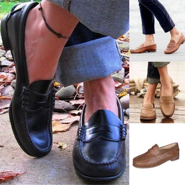 

soft bottom women flats pu leather shoes comfort breathable shoes for women loafers moccasins plus size 43, Black