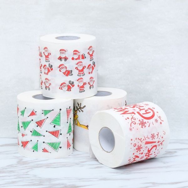 

1roll santa claus/deer merry christmas supplies printed toilet paper home bath living room toilet paper tissue roll xmas 912z