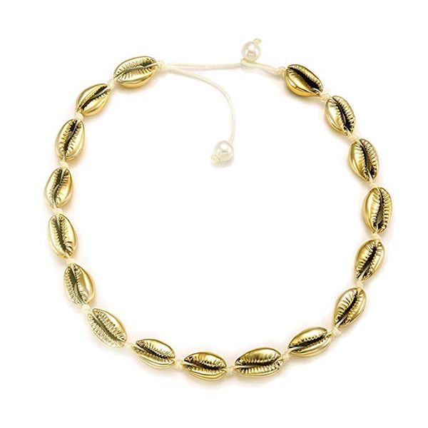 

shell choker necklace for women seashell necklace statement adjustable puka shell hawaiian jewelry, Golden;silver
