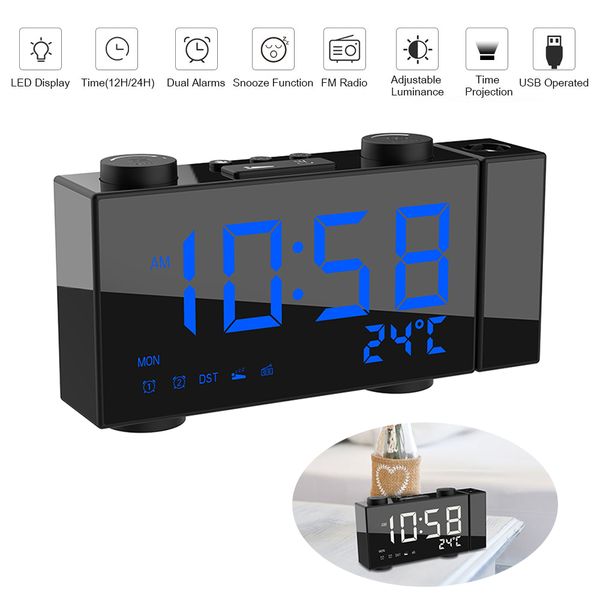 

digital fm projection radio alarm clock time displays dual alarm clock with snooze led clocks