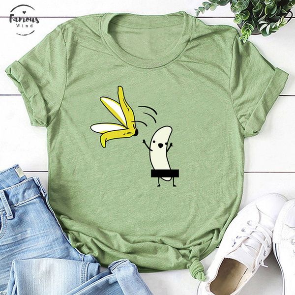 

casual cotton funny t shirt women naked print banana cartoon print short sleeve t shirt women cute tee shirt femme summer, White