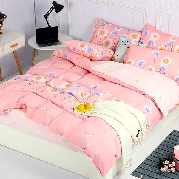 

grinding wool bedding four-piece set soft breathable small fresh bed sheets quilt cover cartoon pictures four seasons universal