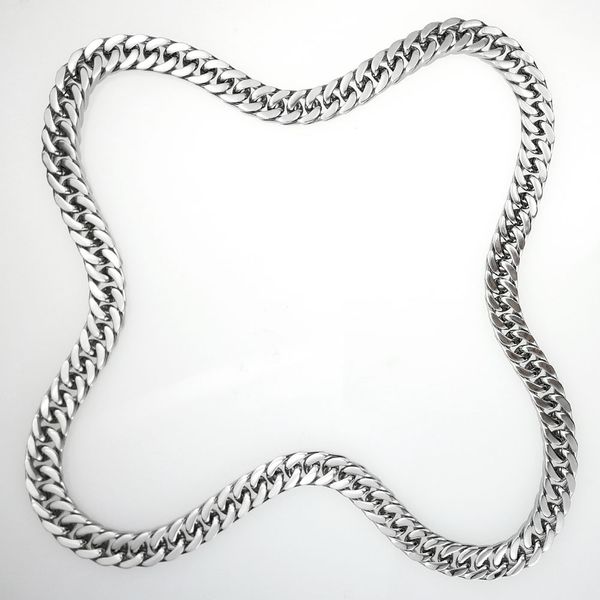 

one-piece no buckle hip hop rock all polishing stainless steel necklace chain 3.5-10mm width 60-90cm length n264, Silver