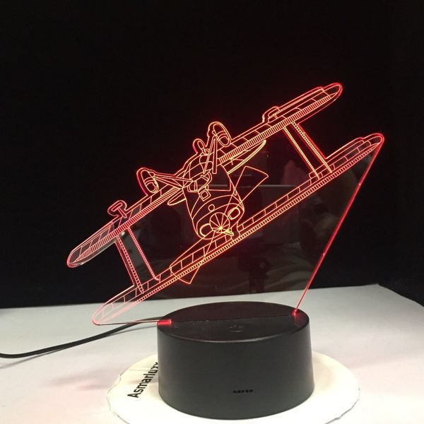 

ancient glider air plane 3d led lamp rgb mood lamp 7 colors light night light for birthday holiday decor gift drop shipping