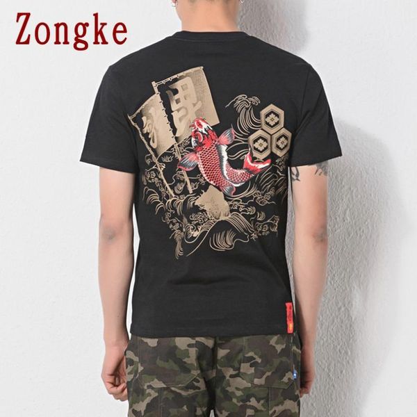 

zongke 2020 новый короткий рукав футболки мужские тенниски летние мужские хлопка tee shirt повседневные топы мода m-5xl смешные одежды, White;black