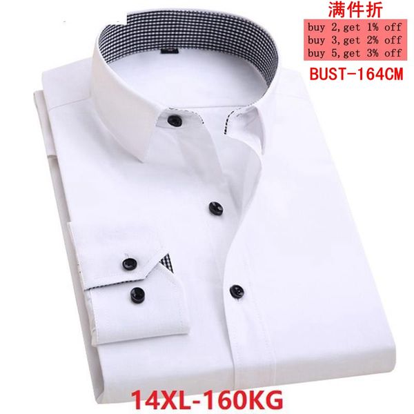 

men's large size business casual office business long sleeve lapel stripe 10xl 11xl 12xl 13xl 14xl white shirt 6xl 7xl 8xl 9xl, White;black