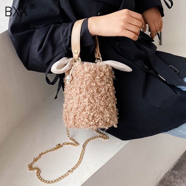 

bxx] winter plush crossbody drawstring bucket bags for women 2019 fashion shoulder messenger bag lady phone handbags hj730