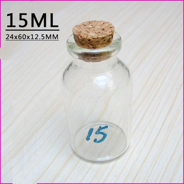 

15ml 24x60x12.5mm mini clear wish bottles glass vials with cork sers message weddings wish jewelry party favors tube