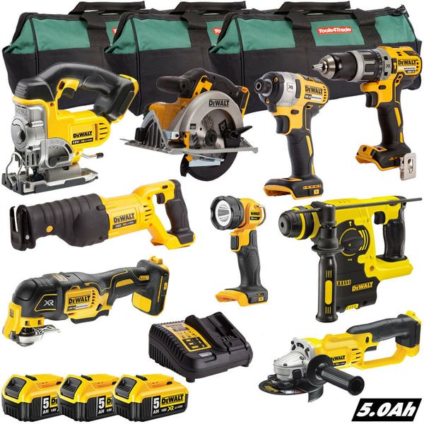 

Dewalt 18v xr 9 piece 5 0ah cordle combo 18 volt li on kit toolbag t4t18vkit32