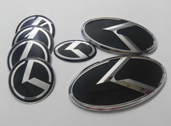 

7pcs 1set black k logo badge emblem 3d sticker for kia optima k5 2011-2017 car emblems315v