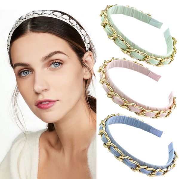 Haimeikang 2020 Cadeia New Fios Headband Moda de Nova Headbands Mulheres Hairbands Cabeça Moda Enrole Cabelo Acessórios Hoop cabelo