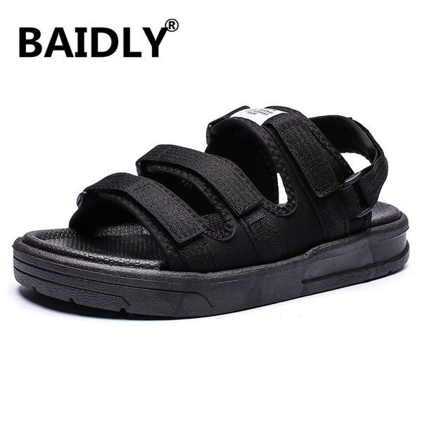 

summer men sandals hook&loop men's summer shoes fashion waterproof casual beach shoes sandalia masculina, Black