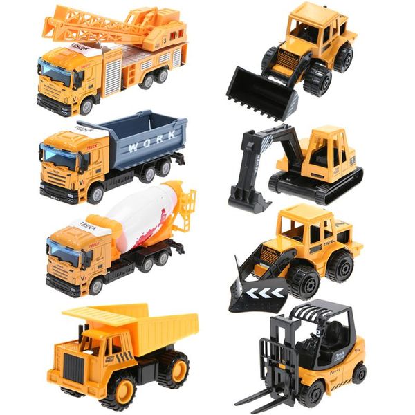 

mini engineering vehicles pull back toy excavator forklift burrow truck dump truck crane charging crane road roller kid's toys