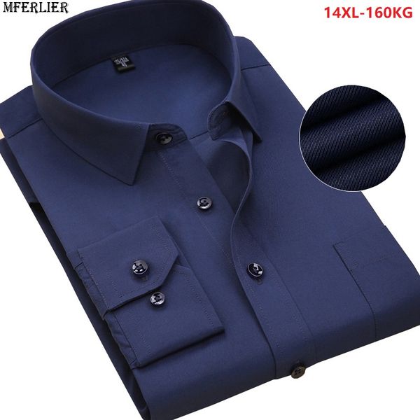 

large size big men formal shirt long sleeve cotton 6xl 7xl 8xl 9xl10xl office dress shirts business comfortable navy blue white, White;black