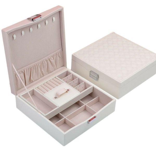 

women leather jewelry box organizer travel case earring ring necklace storage mini portable zipper jewellery ornaments case