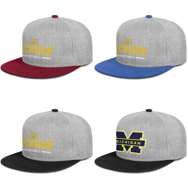 

michigan wolverines logo for men and women flat edge trucker adjustable cap golf blank classic hats football logo mesh pink breast, Blue;gray