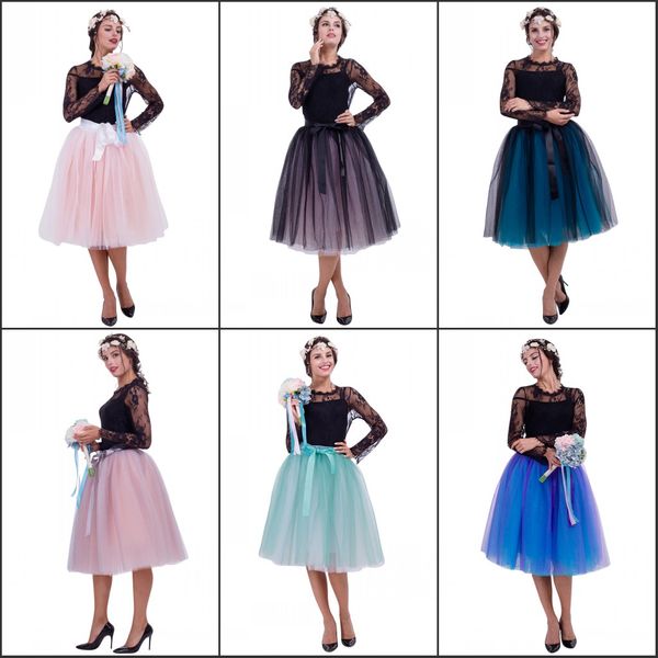 

6 colors petticoat for wedding tea-length party dresses layers tulle puffy underskirt tutu bridesmaid dresses cpa837, White