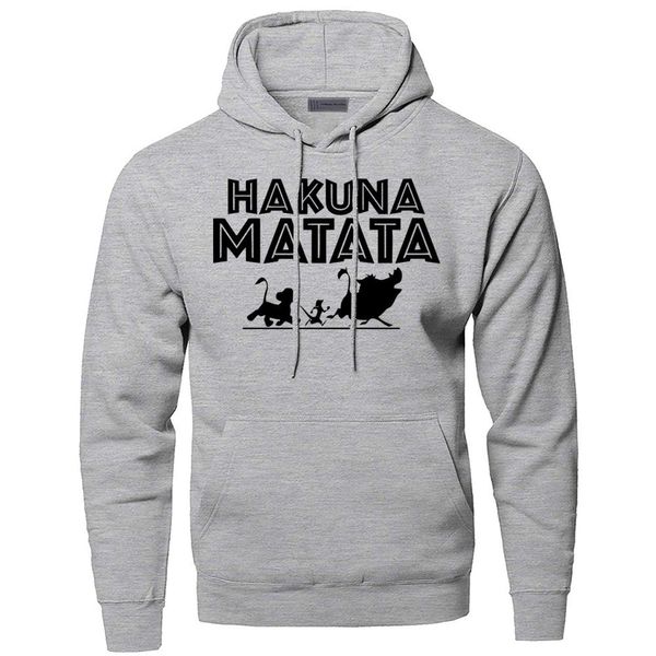 

the lion king hakuna matata hoodies sweatshirts men simba pumbaa timon hooded hoodie winter autumn movie cartoon sportswear, Black