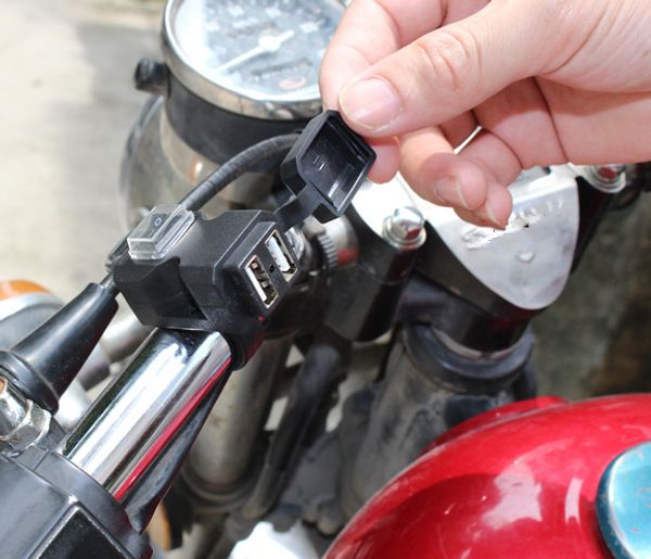 

12v-24v universal new motorcycle accessories mobile phone charger dual port usb waterproof car multi-function mirror seat handle