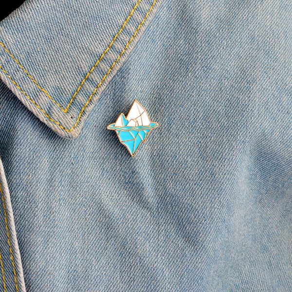 

miss zoe cartoon antarctic iceberg pins snow mountain brooch button pin denim jacket lapel badge cartoon fashion jewelry gift for friend, Gray