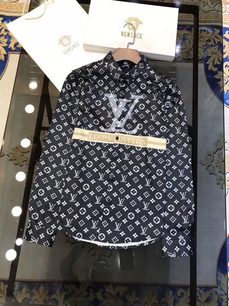 

fashion mens designer shirts full letter print luxury designer shirts stand collar mens clothing, White;black