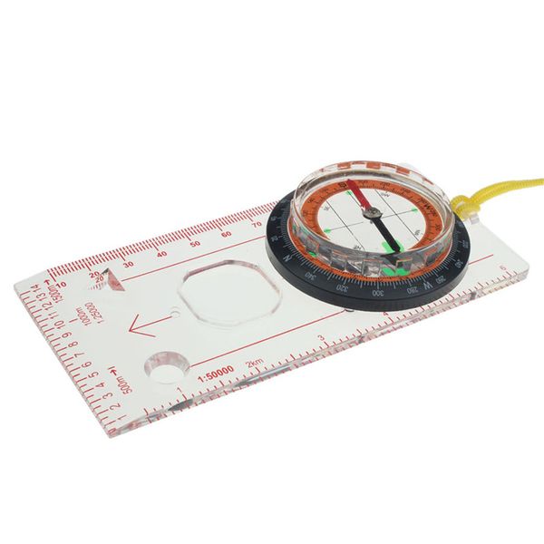 

outdoor portable hiking camping ruler map magnifier liquid filled compass