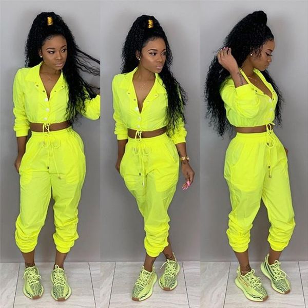

spring women 2pcs pants solid color sports set with button female jumpsuit casual apparel, White