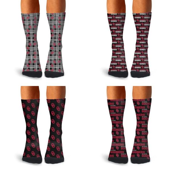 

man oklahoma sooners football gray crew socks cotton custom lightweight cozy value logo red football logo gray black