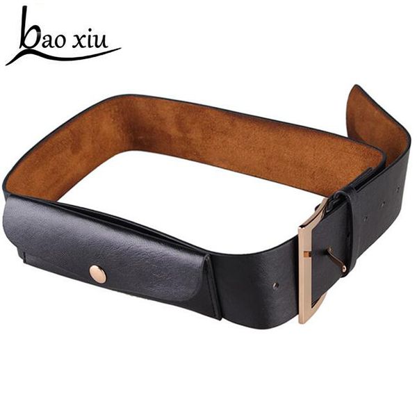 

2019 new vintage metal buckle leather punk belt phone bag belt woman retro all-match chest bag accessories waistband, Black;brown