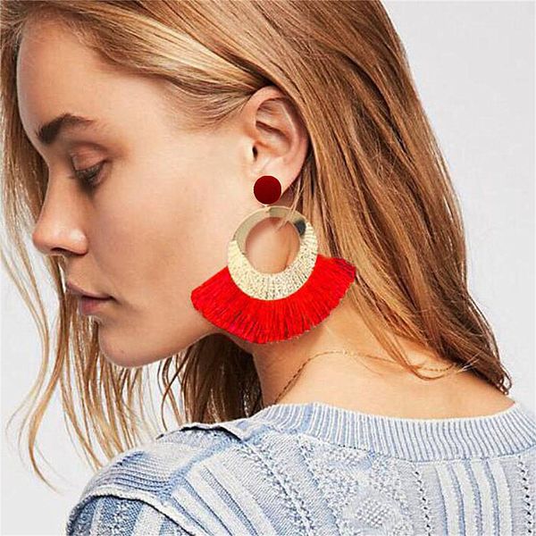 

boho tassel fringe drop earrings for women 2019 statement bohemian dangle earring fashion jewelry accessories wedding gift, Silver