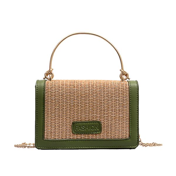 

солома малый сумка женский новая внешняя воздуха woven малый квадрат сумка девушки wild цепной строп плеча зеленый