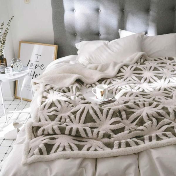 

blankets 40 3d jacquard double-sided throws blanket thick warm sherpa berber fleece polyester plaids winter bedsheet bedspread