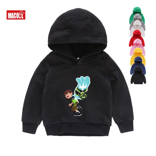 

sellers fashion omnitrix ben 10 kids hoodies boys clothes baby toddler hoodies & sweatshirts boys girls anime cartoon 2t-8t, Black