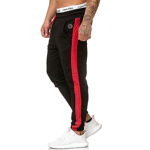 

2019 мужских брюки new casual solid color slim fit брюки мужской joggers длинные треники боковые полосы классического sweatpants мужчины бол, Black