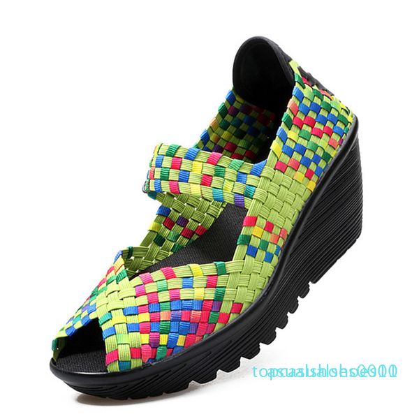 

women summer sandals woman peep toe mix color women wedge slip on beach shoes female causal ladies fashion 2020 outdoor, Black