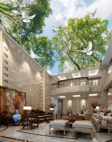 

forest tree blue sky white clouds bedroom ceiling 3d ceilings