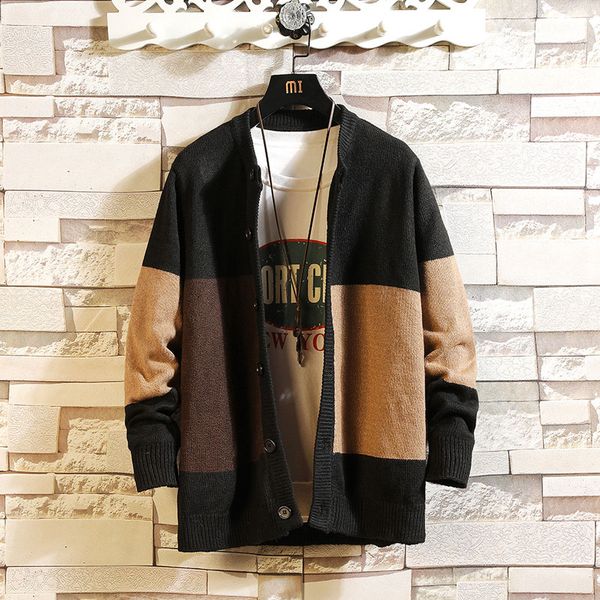 

men's sweaters cardigan sweater men autumn winter jumper plus size male knitted black korean style hip hop casual sweatershirt fashion, White;black