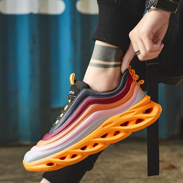 

30%off spring summer 3d rainbow colourfull mesh sneakers men breathable running shoes outdoor sport trainers soft athletic shoes