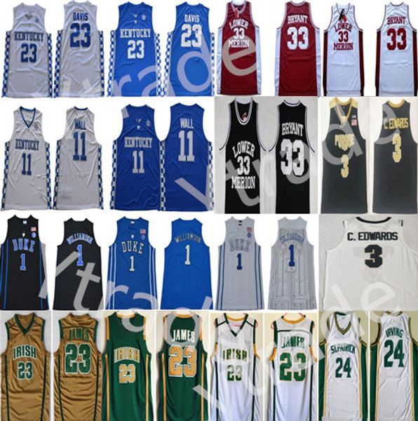 

сент-винсент мэри ирландского леброн джерси кирие баскетбол zion williamson duke purdue c.edwards wall davis vintage bryant нижний мерион тр, Black