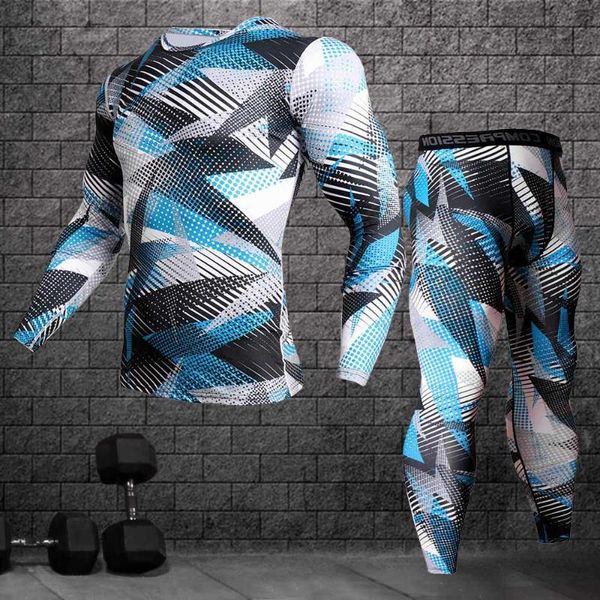 

2020 new men's compression set running tights tracksuit workout fitness tracksuit long sleeves sport shirts rashgard kit 3xl, White;black