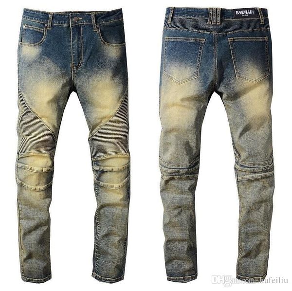 

european standing men's jeans, men's jeans, a pair of skinny jeans and black embroidered skulls#0126, Blue