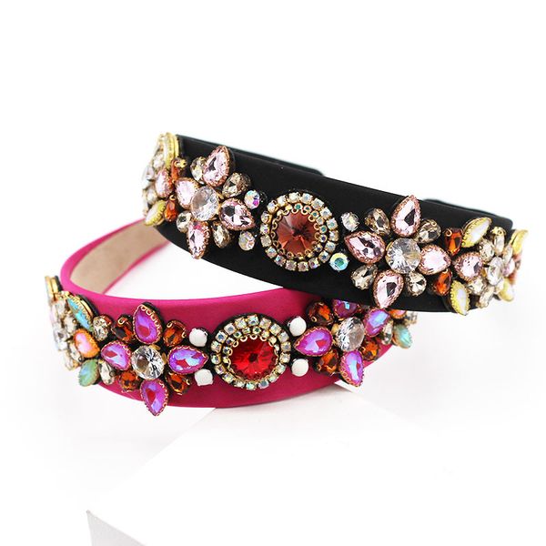 

baroque fashion women headband flower pearl and rhinestone bride wedding hair band rhinestone hair accessories ladies hot, Golden;white