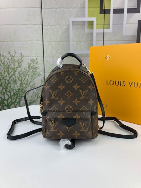 

classic mini backpacks fashion flower simple letter real leather casual backpack for ladies size 15*22*9cm