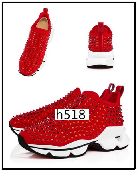 

krystal spike sock donna flat sneakers designer mens red bottom shoes women rivet spiky sock spikes flat shoes 4, Black