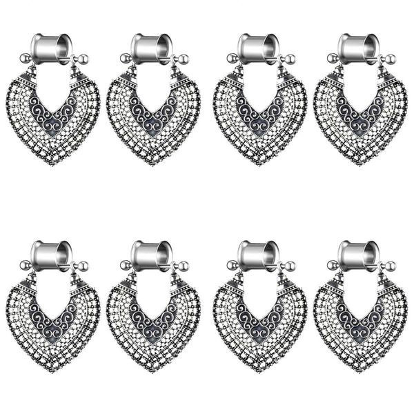 

4 pairs bohemian ear tunnel plugs stretching gauge drop dangle earring 4size
