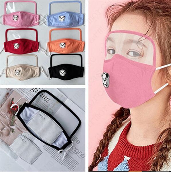 

2 in 1 face shield masks washable cotton mask for kids with pm2.5 filter slot protective masks with breather value full face cover d6811, Blue