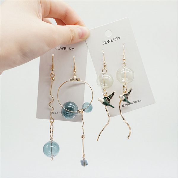 

original design bubble long dangle earrings for women dreamlike glass ball korean drop earrings fashion jewelry 2018 quality, Silver