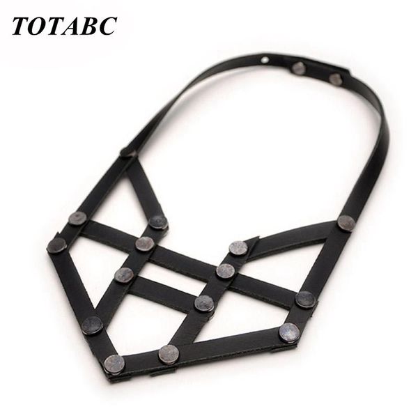 

fashion black genuine leather necklace vintage statement necklaces & pendants women men gift adjustable and dres jewelry, Silver