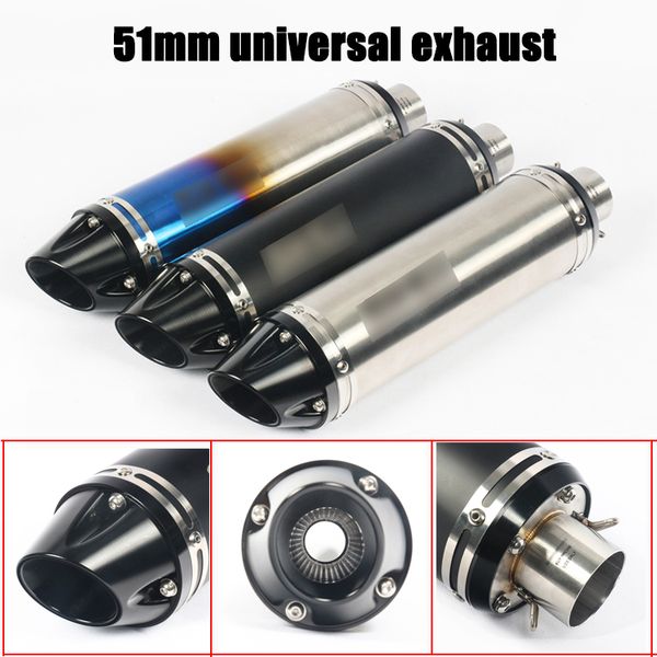 

425mm universal motorcycle exhaust muffler pipe with db killer for gy6 r1 r3 r6 fz6 most motorcycle atv laser marking escape