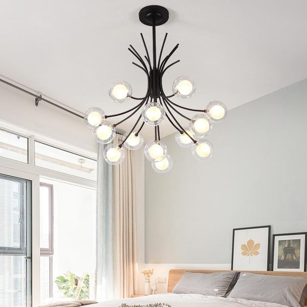 

modern led chandelier dining room living room lamp glass design home decor lighting gold black light fixtures lustre g4 bulb